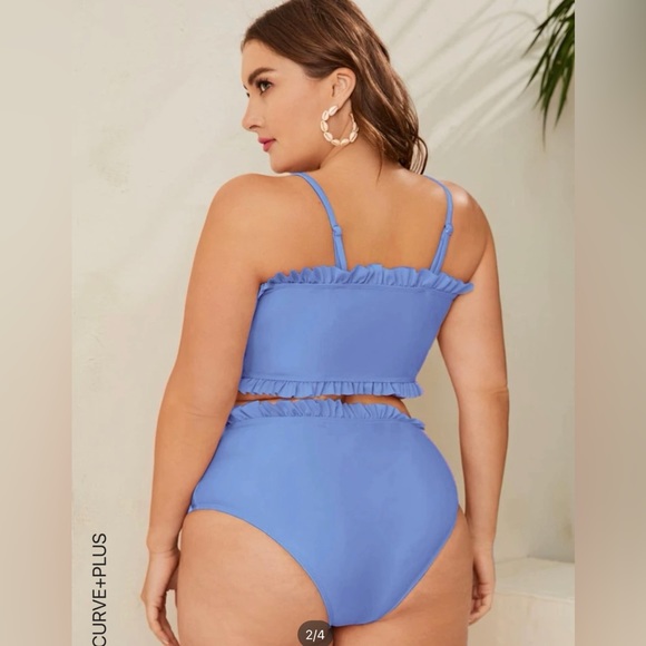 Dusty blue bikini with ruffle detail 4XL (20) - Picture 3 of 3